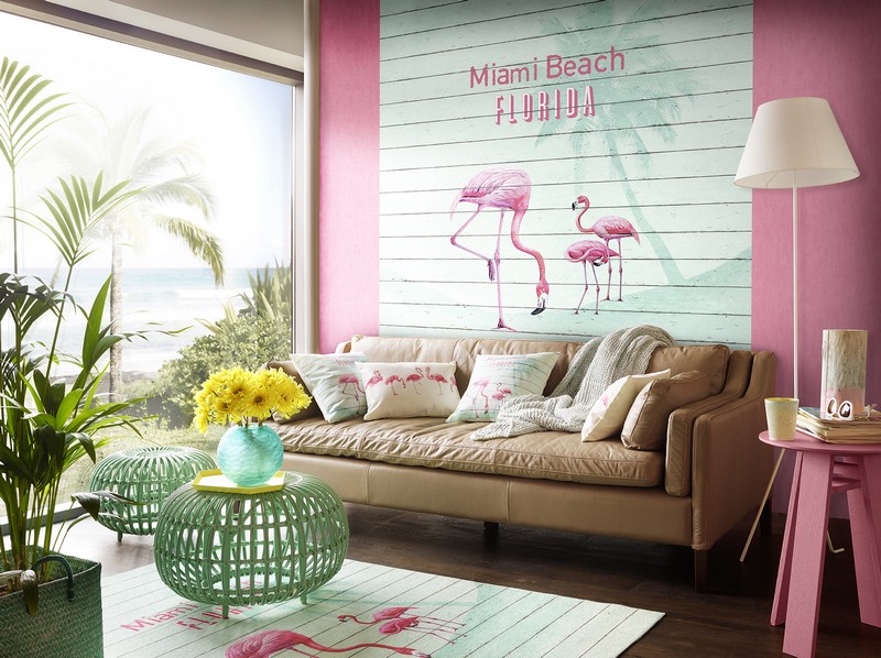 déco murale flamant rose